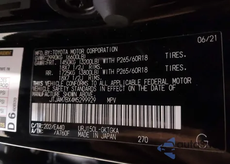 2021 Lexus Gx 460 Premium z USA, uszkodzony, nr VIN JTJAM7BX4M5299929